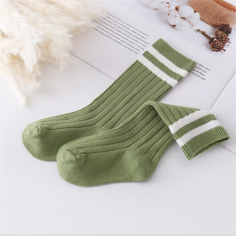 Kids Vibrant Double Stripe Colored Tube Socks