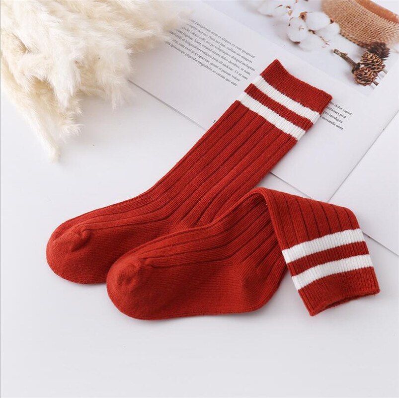 Kids Vibrant Double Stripe Colored Tube Socks