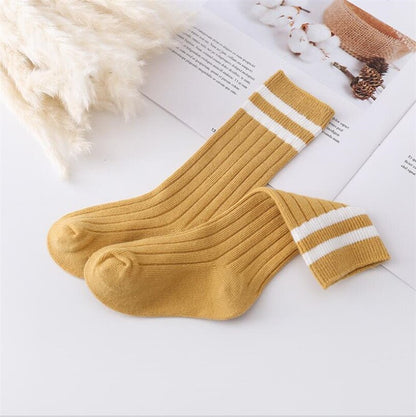 Kids Vibrant Double Stripe Colored Tube Socks