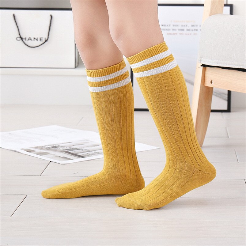 Kids Vibrant Double Stripe Colored Tube Socks